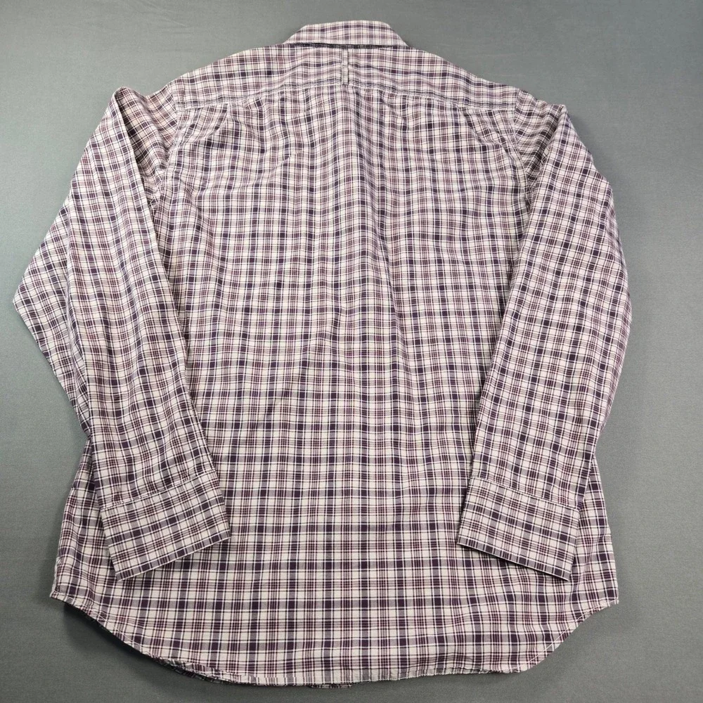 Banana Republic Men's Slim Fit Plaid Button Down Shirt Purple White Cotton Small